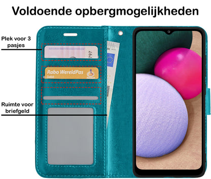 Samsung A02s Hoesje Bookcase Cover met Kaarthouder - Turquoise