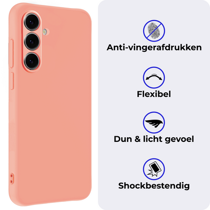 Samsung S24 FE Hoesje Siliconen Backcover Lichtgewicht - Perzik