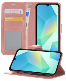 Samsung A16 Hoesje Bookcase Cover met Kaarthouder - Rosé goud