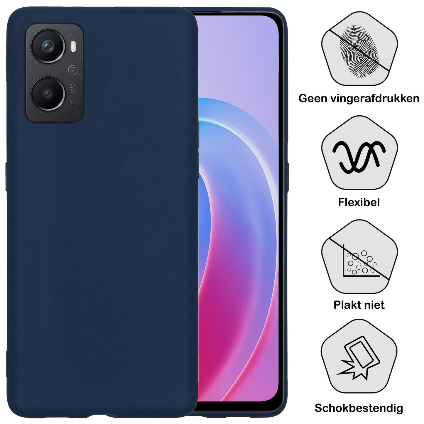 OPPO A96 Hoesje Siliconen - Donkerblauw