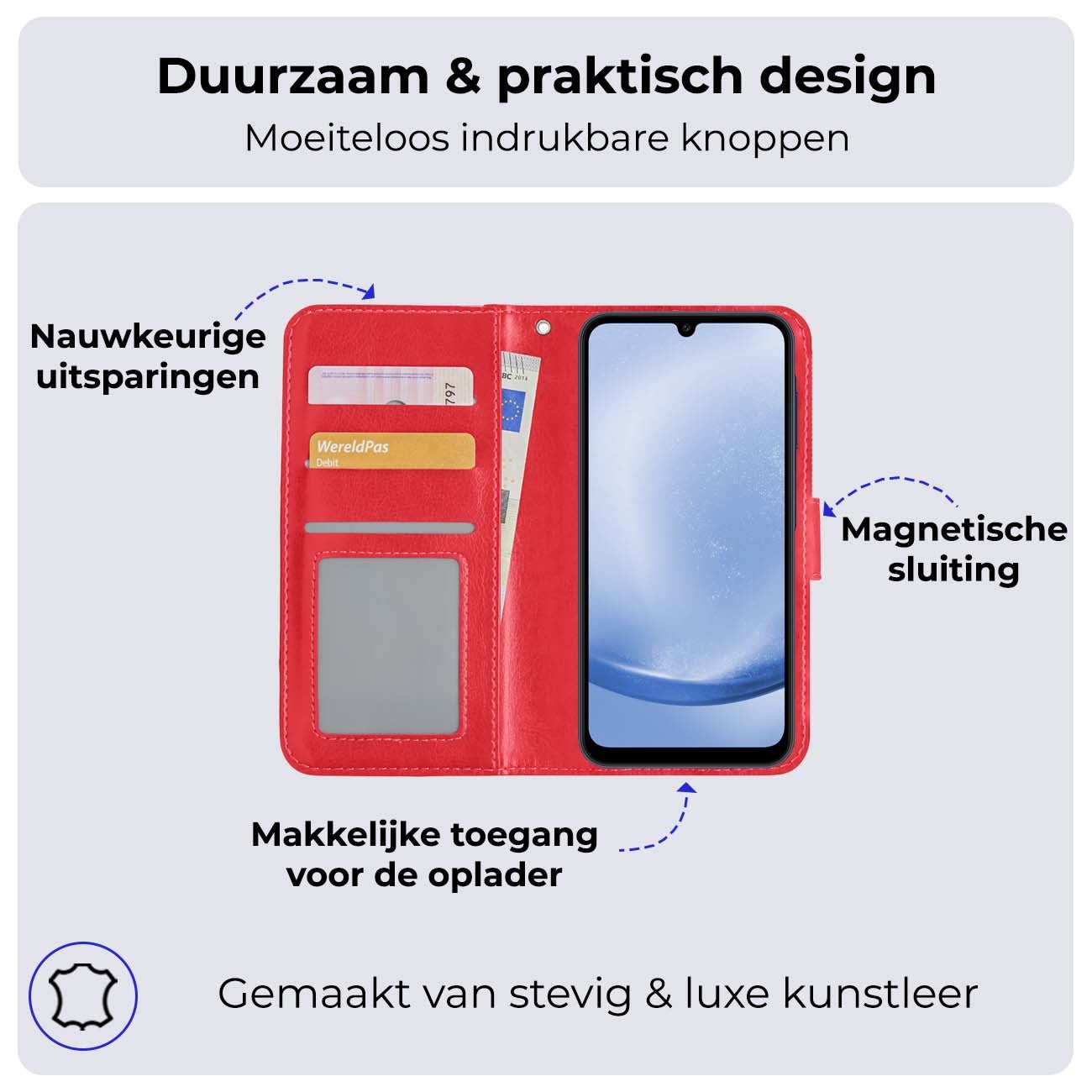 Samsung A25 Hoesje Book Case Kunstleer - Rood