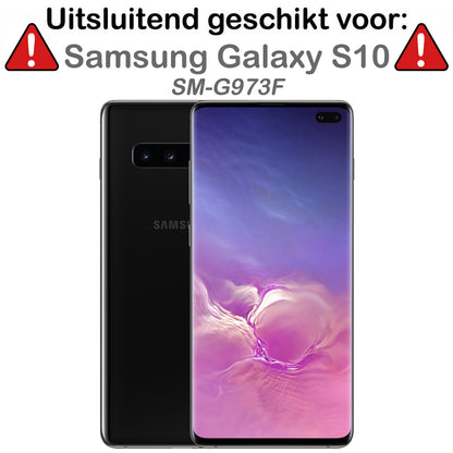Samsung S10 Hoesje Bookcase Cover met Kaarthouder - Donkerblauw