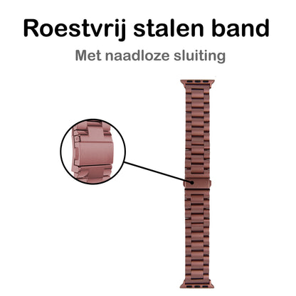 Horloge Bandje Geschikt Voor Apple Watch 1-8 / SE - 38/40/41 mm Bandje Metaal - Rose Goud