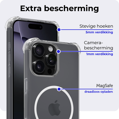 iPhone 16 Pro Max Hoesje Geschikt voor Magsafe Backcover Shockproof - Transparant