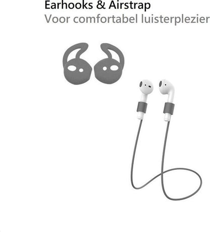 AirPods Hoesje Siliconen 3-in-1 met Clip - Grijs