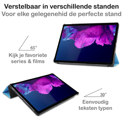Lenovo Tab P11 Trifold Bookcase Hoes - Lichtblauw