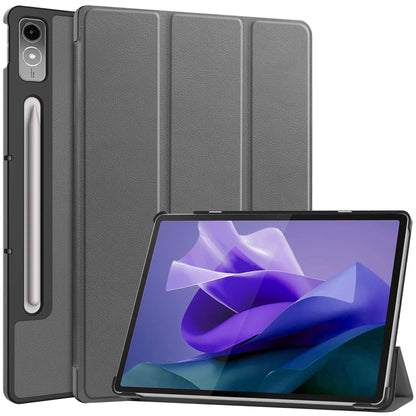 Lenovo Tab P12 Trifold Bookcase Hoes met Penhouder Lenovo Pen - Grijs