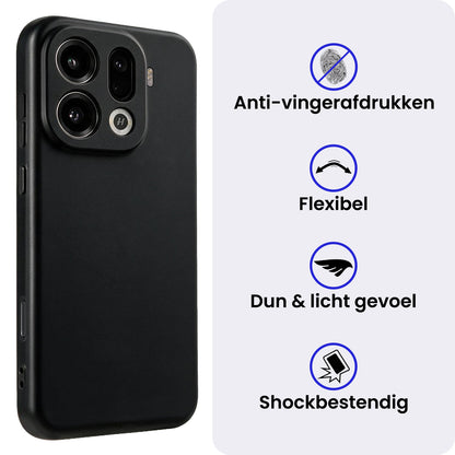 OPPO Find X9 Pro Hoesje Siliconen Backcover Lichtgewicht - Zwart