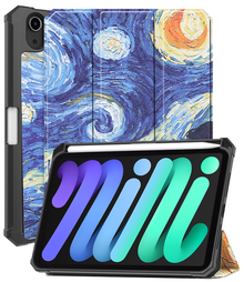 iPad Mini 7 Trifold Bookcase Hoes met Penhouder voor Apple Pen - Sterrenhemel