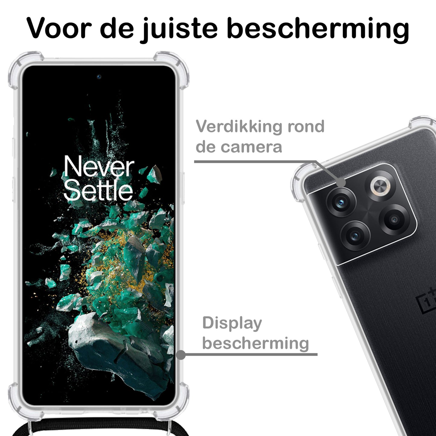 OnePlus 10T Hoesje met Koord Siliconen - Transparant