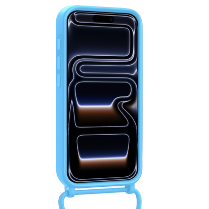 iPhone 17 Pro Max Hoesje Met Telefoonkoord en Pasjeshouder Siliconen - Lichtblauw