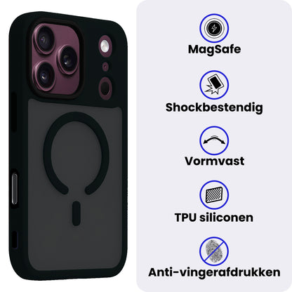 iPhone 18 Pro Max Hoesje Geschikt voor Magsafe Backcover Shockproof - Zwart