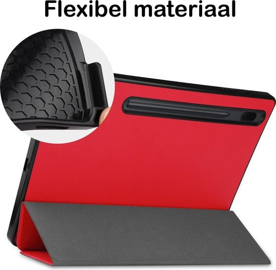 Samsung Galaxy Tab S7 FE Tablethoes Smcpen Met Screenprotector - Rood