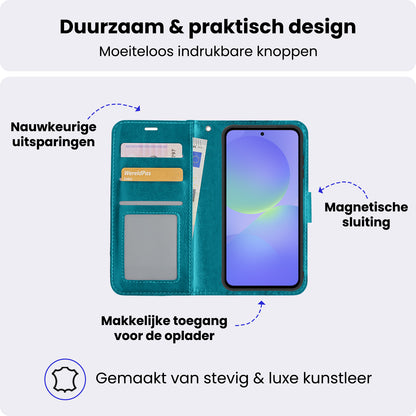 Samsung A36 Hoesje Bookcase Cover met Kaarthouder - Turquoise