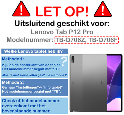 Lenovo Tab P12 Pro Trifold Bookcase Hoes - Zwart