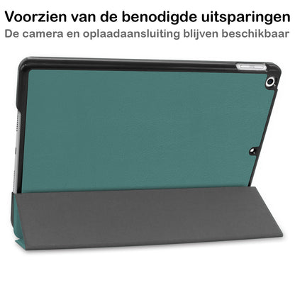 iPad 10.2 2021 Trifold Bookcase Hoes - Donkergroen