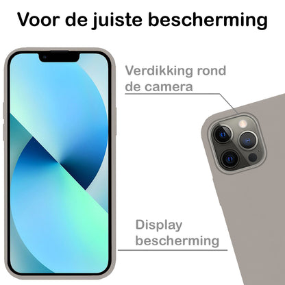 iPhone 14 Pro Max Hoesje Siliconen Backcover Lichtgewicht - Grijs