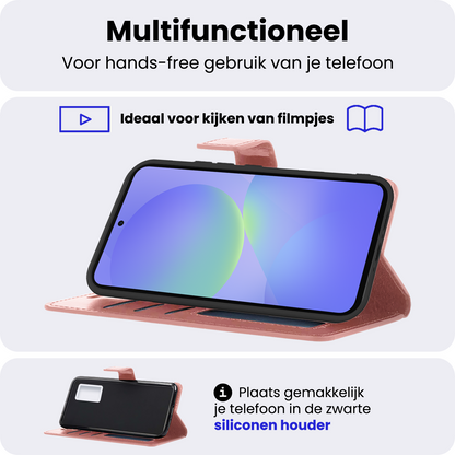 Samsung A36 Hoesje Bookcase Cover met Kaarthouder - Rosé goud