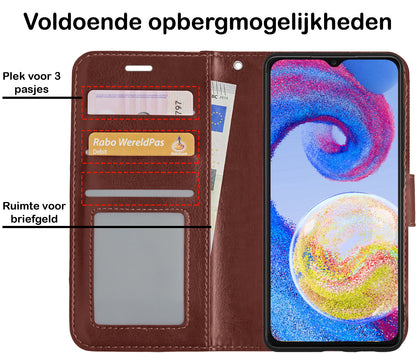 Samsung A04s Hoesje Bookcase Cover met Kaarthouder - Bruin
