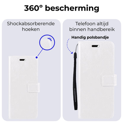 Samsung S23 FE Hoesje Bookcase Cover met Kaarthouder - Wit