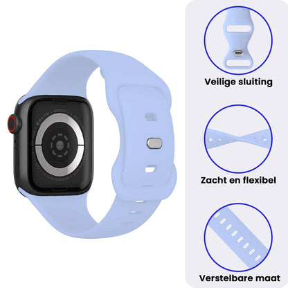 Apple Watch 1, 2, 3, 4, 5, 6, 7, 8, 9, 10, 11, SE - 42/44/45/46 mm Bandje Siliconen met verstelbare polsband - Baby Blauw