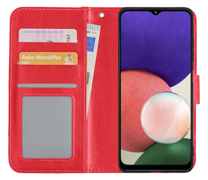 Samsung M22 Hoesje Bookcase Cover met Kaarthouder - Rood