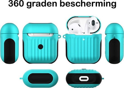 AirPods 1 Hoesje Siliconen met Ribbels Shockbestendig - Mintgroen