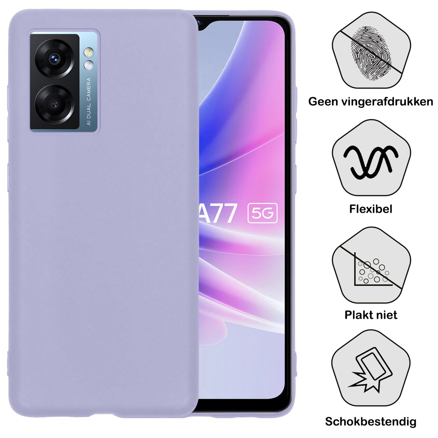 OPPO A77 Hoesje Siliconen - Lila