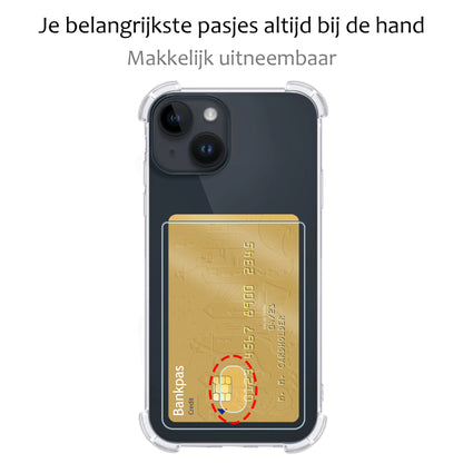 iPhone 15 Hoesje Kaarthouder Backcover Shockproof - Transparant