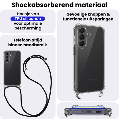 Samsung A27 Hoesje met Koord Backcover Shockproof - Transparant