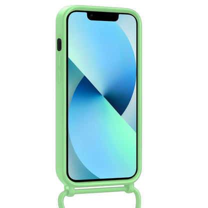 iPhone 13 Pro Max Hoesje Met Telefoonkoord en Pasjeshouder Siliconen - Groen