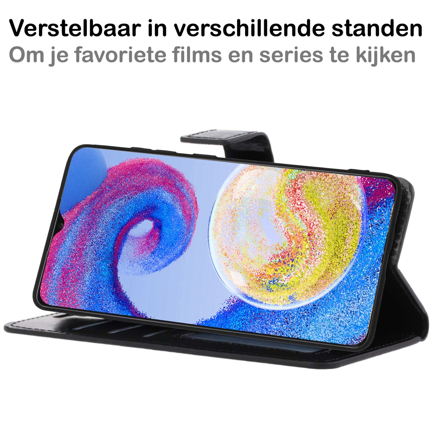 Samsung A04s Hoesje Book Case Kunstleer - Zwart