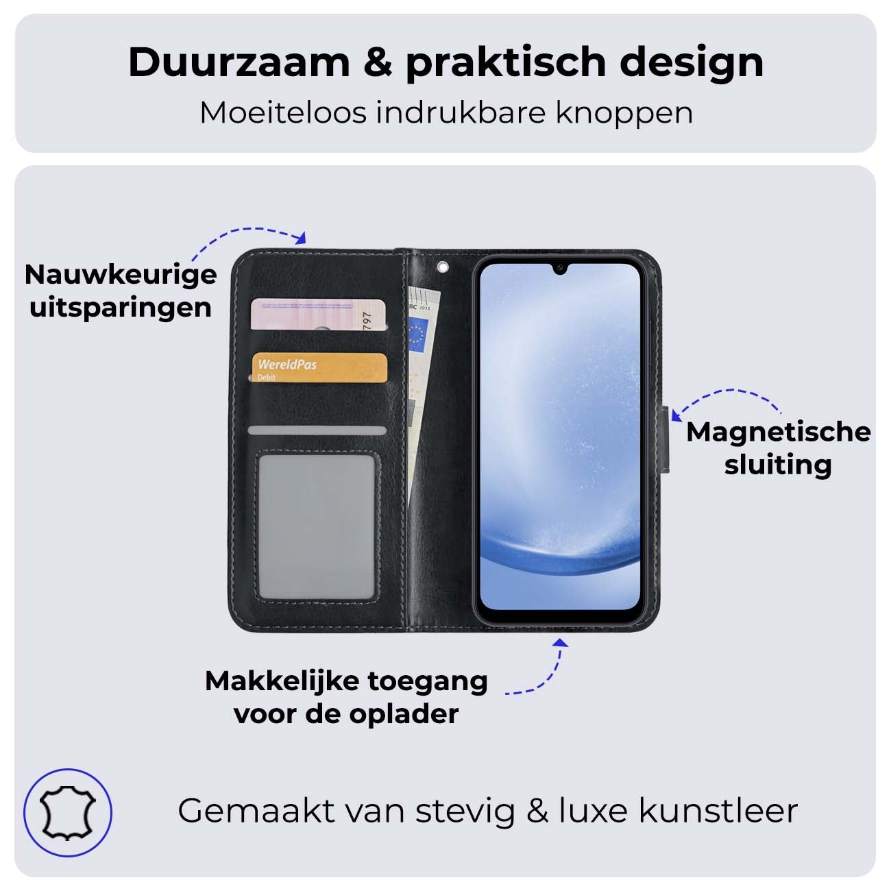 Samsung A25 Hoesje Book Case Kunstleer - Zwart