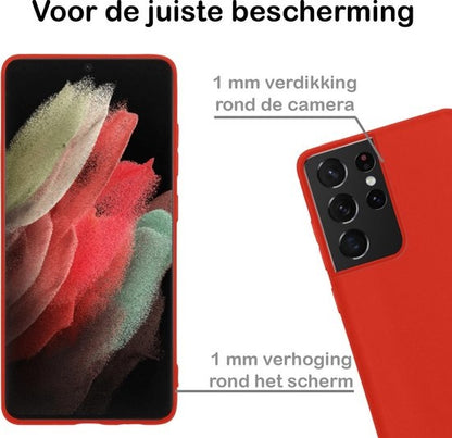 Samsung S21 Ultra Hoesje Siliconen Backcover Lichtgewicht - Rood