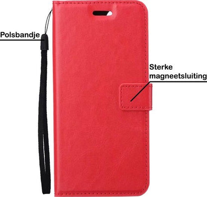Samsung A22 5G Hoesje Bookcase Cover met Kaarthouder - Rood