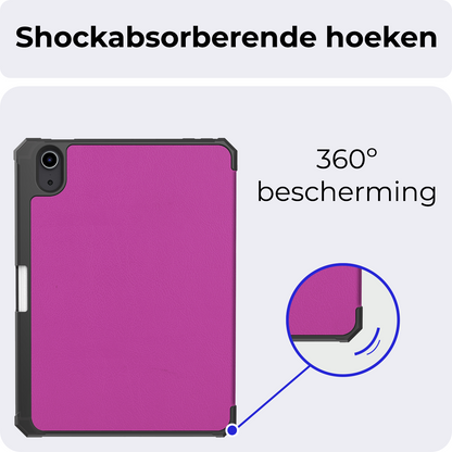 iPad Mini 7 Trifold Bookcase Hoes met Penhouder voor Apple Pen - Paars
