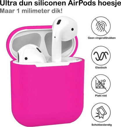 AirPods 2 Hoesje Siliconen Lichtgewicht - Donkerroze