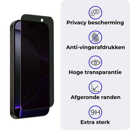 iPhone 16 Pro Max Screenprotector Gehard Glas - Privacy