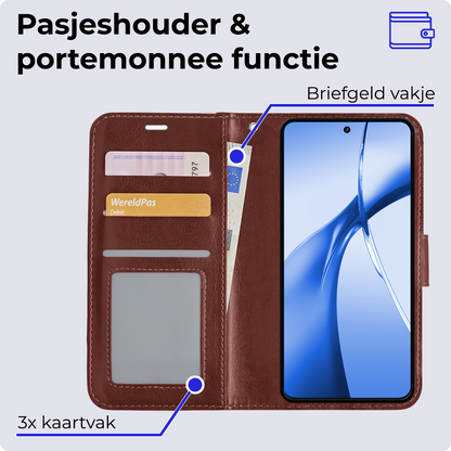 OnePlus Nord CE 4 Hoesje Bookcase Cover met Kaarthouder - Bruin