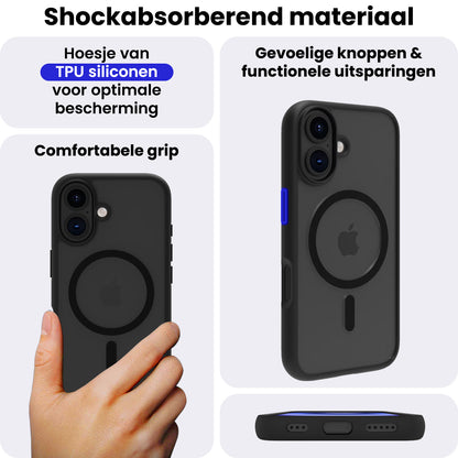 iPhone 16 Hoesje Geschikt voor Magsafe Backcover Shockproof - Zwart