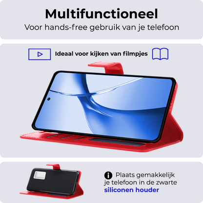 OnePlus Nord CE 4 Hoesje Bookcase Cover met Kaarthouder - Rood