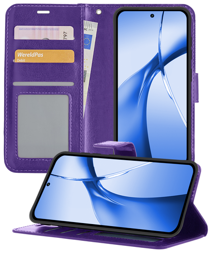 OnePlus Nord CE 4 Hoesje Bookcase Cover met Kaarthouder - Paars