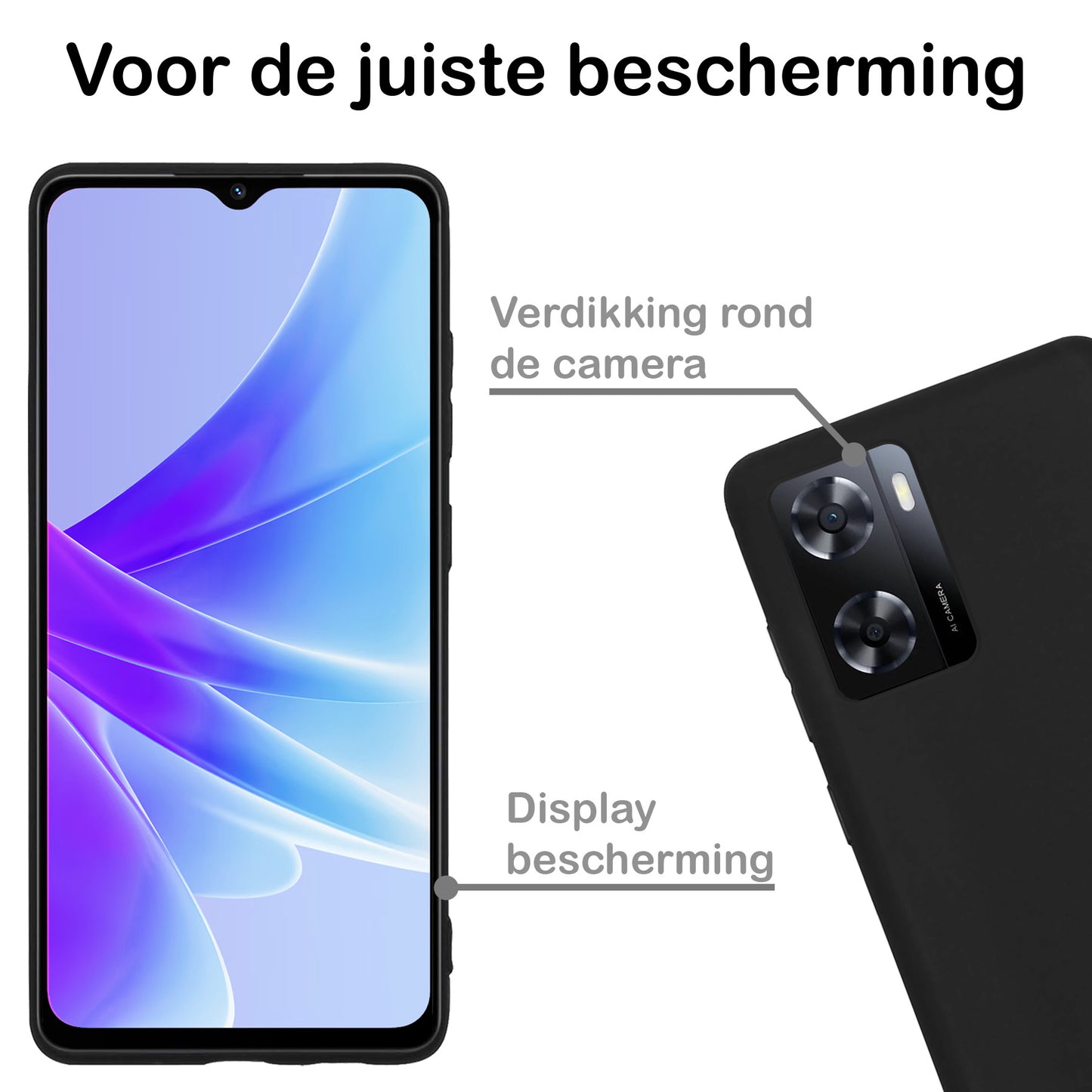 OPPO A57 Hoesje Siliconen - Zwart