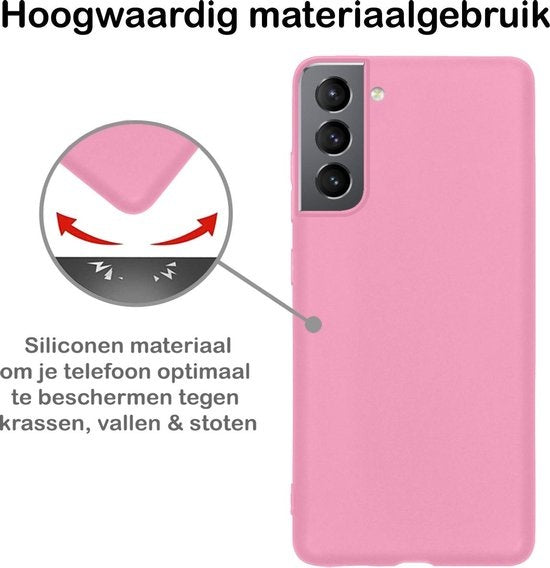 Samsung S21 Plus Hoesje Siliconen - Lichtroze