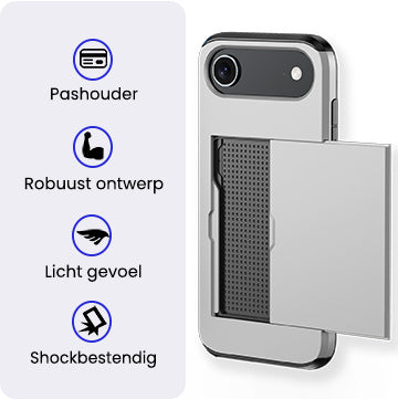 iPhone Air Hoesje Kaarthouder Hard Case Shockproof - Grijs