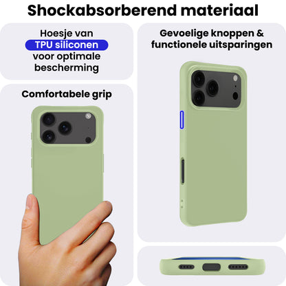 iPhone 17 Pro Max Hoesje Siliconen Backcover Lichtgewicht - Groen