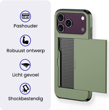 iPhone 18 Pro Max Hoesje Kaarthouder Hard Case Shockproof - Donkergroen
