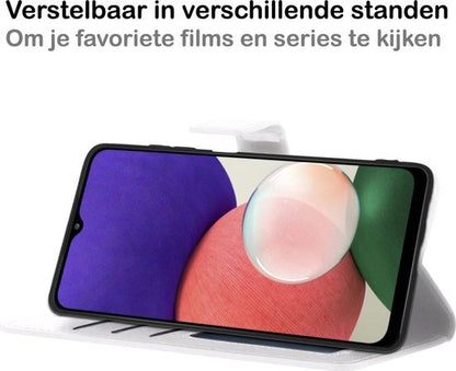 Samsung A22 4G Hoesje Bookcase Cover met Kaarthouder - Wit
