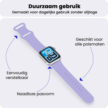 Apple Watch 1, 2, 3, 4, 5, 6, 7, 8, 9, SE - 38/40/41 mm Bandje Siliconen met verstelbare polsband - Violet