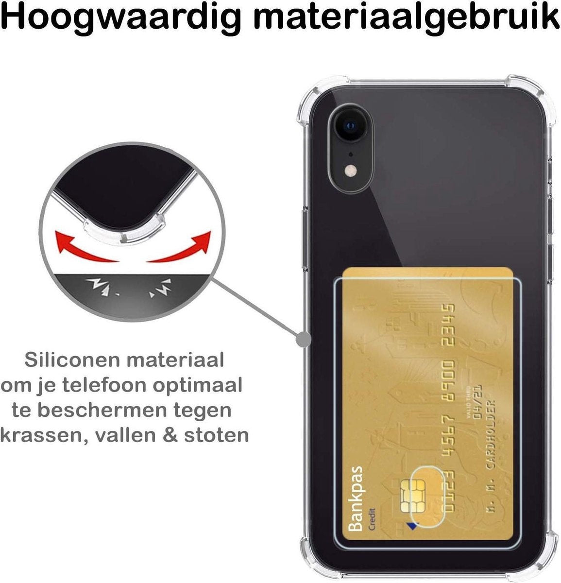 iPhone XR Hoesje met Pasjeshouder Siliconen - Transparant